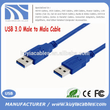 Factory Sell Super Speed ​​bleu Câble USB 3.0 mâle à mâle 0.35M 0.5M 1M 1.5M 2M